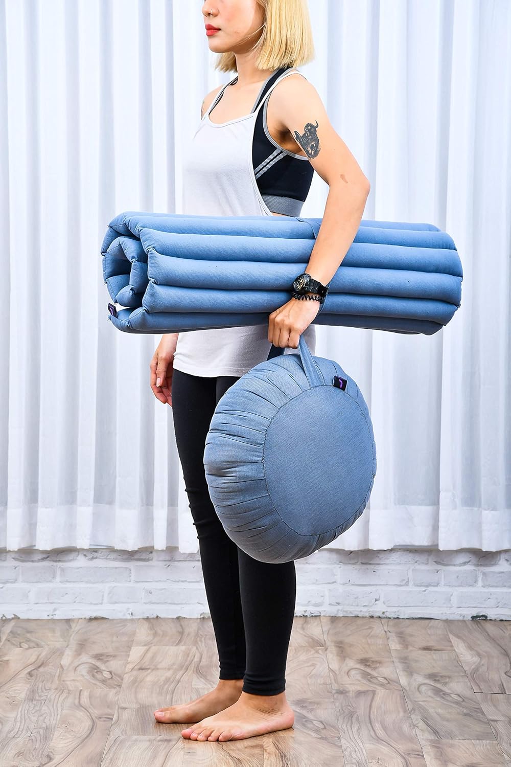 Leewadee Meditationskissen Set Sitzkissen Rund Zafu Yoga Kissen Zabuton Yogakissen Meditationskissen