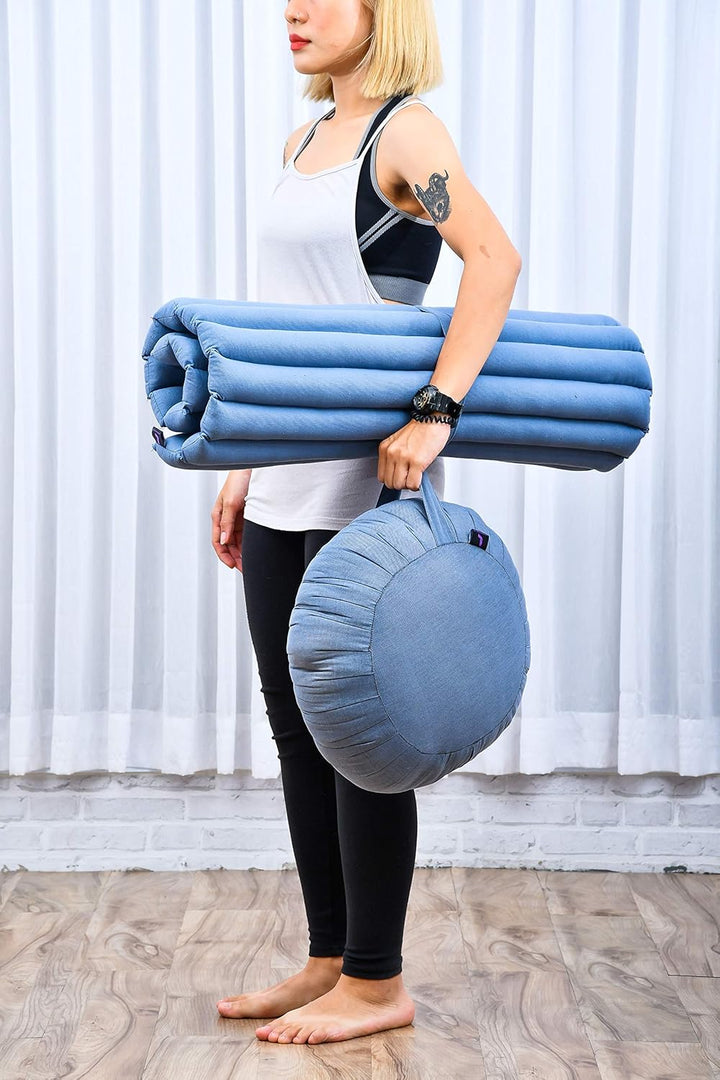 Leewadee Meditationskissen Set Sitzkissen Rund Zafu Yoga Kissen Zabuton Yogakissen Meditationskissen