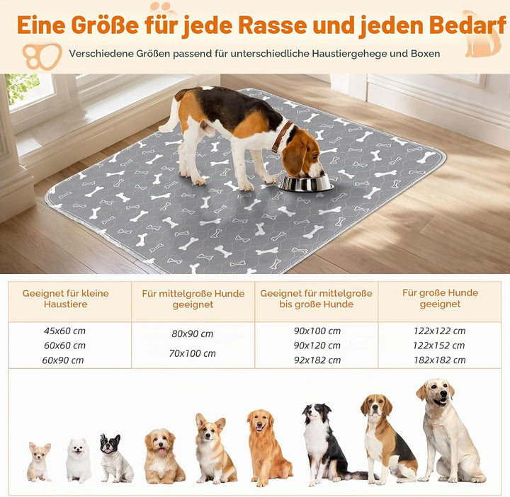 Baodan Waschbar Haustier-Urinunterlage, 2 Pack 122*122 cm Wiederverwendbare Welpenunterlagen Matte f