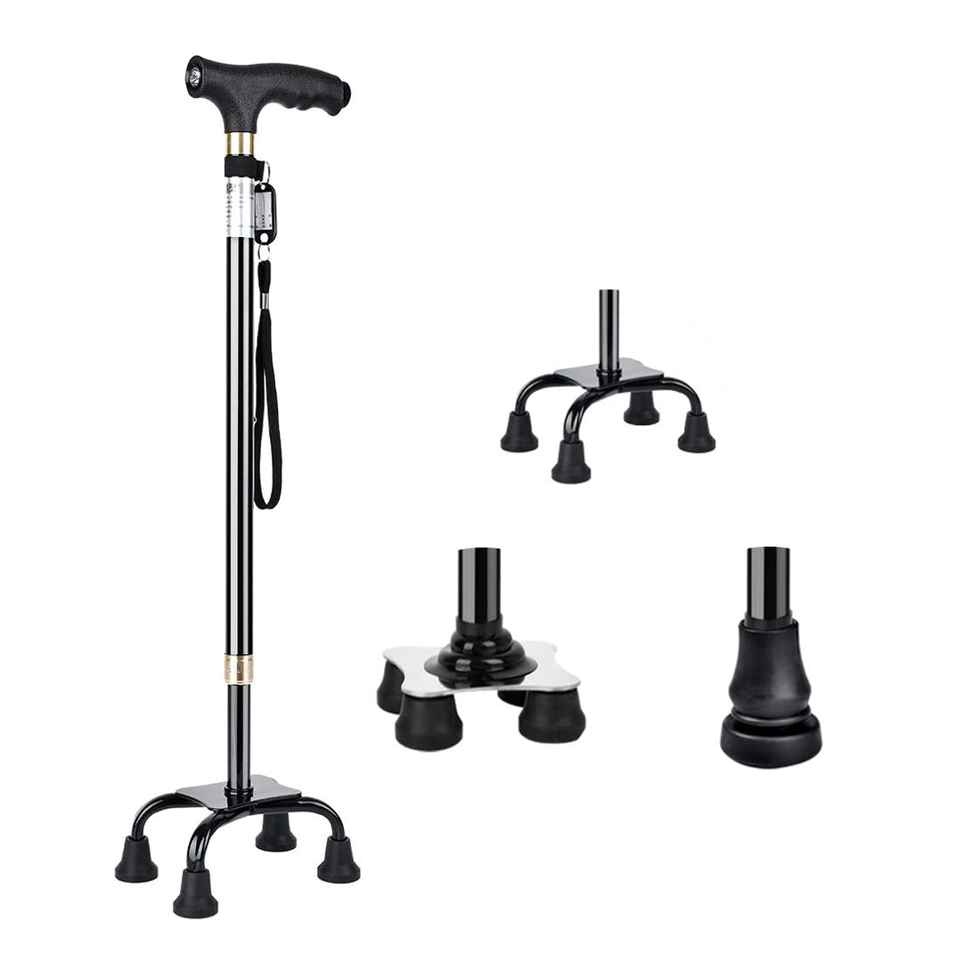 KCareU Anti-Rutsch-Gehstock Walker Spazierstock Aluminiumlegierung Ultraleichter Quadripod-Stock Bla