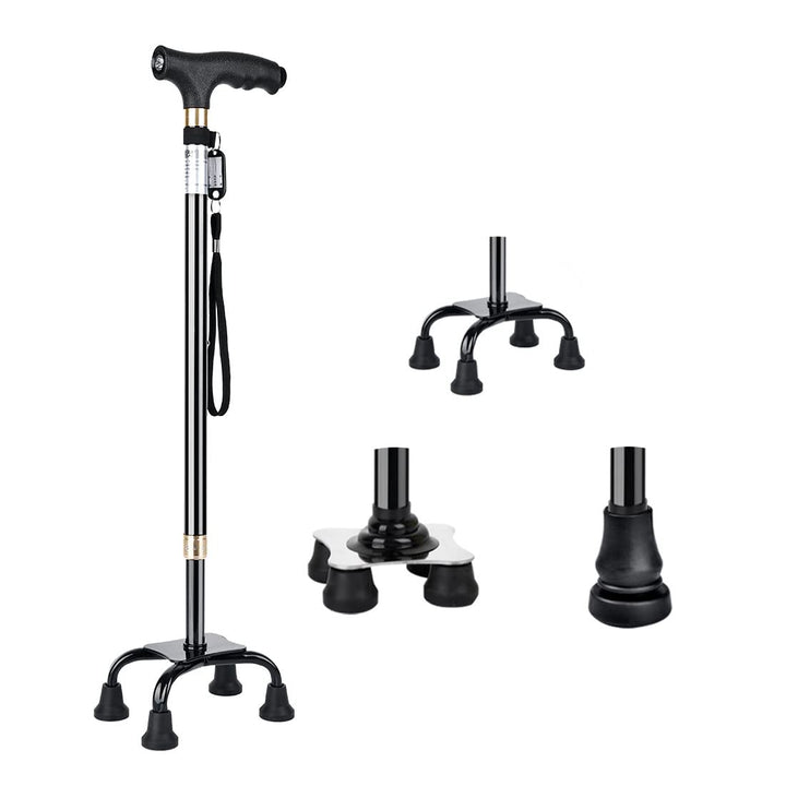KCareU Anti-Rutsch-Gehstock Walker Spazierstock Aluminiumlegierung Ultraleichter Quadripod-Stock Bla