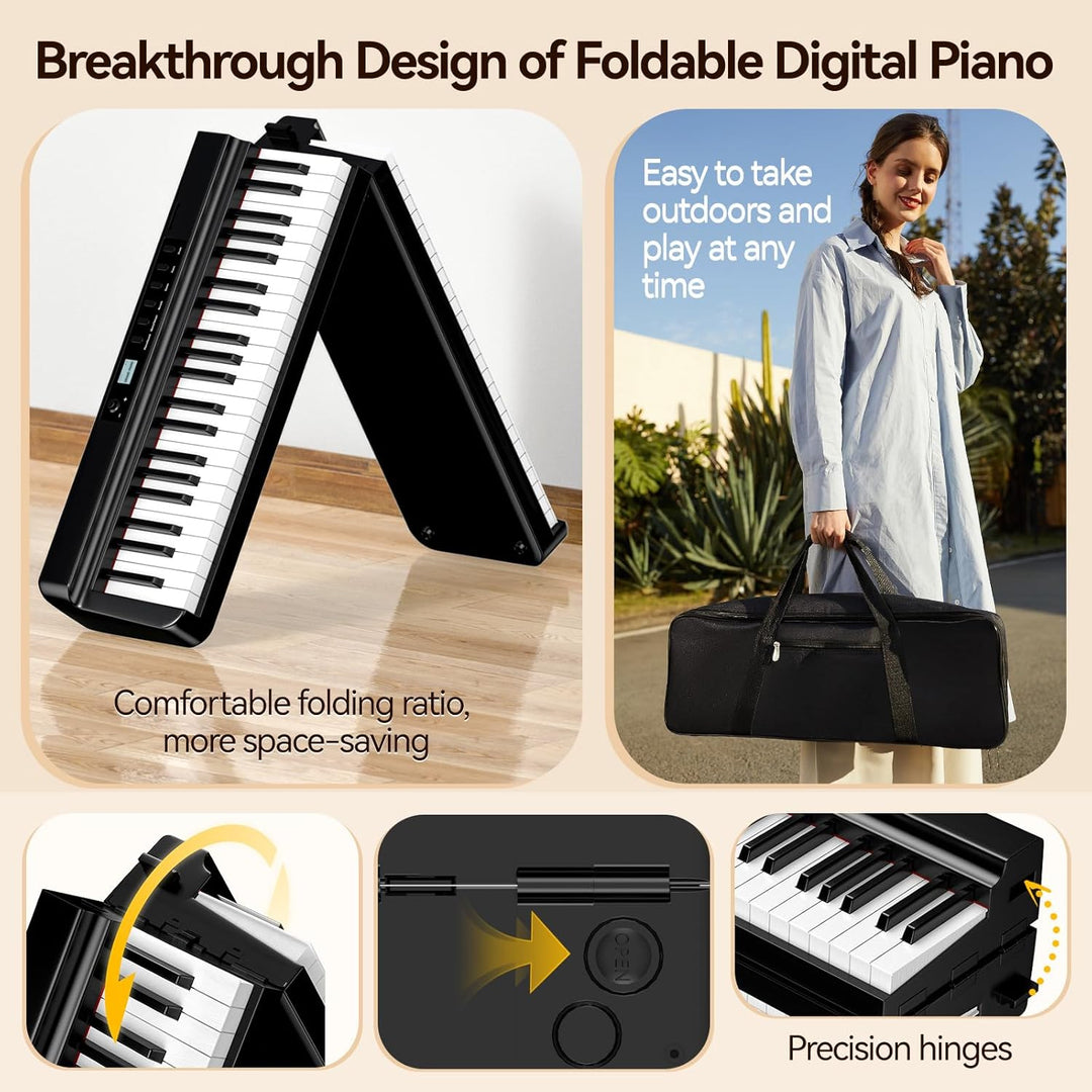 TERENCE E Piano 88 Tasten Faltbares Digital Piano mit 2000mAh Batterie unterstützung MIDI-USB Audio-