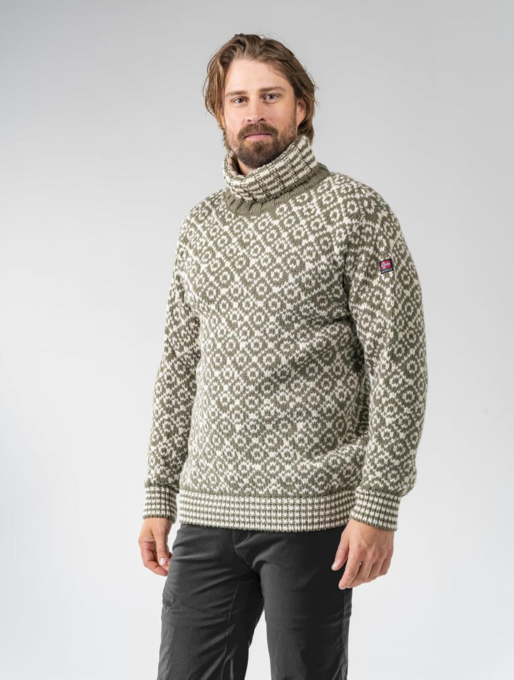 Devold Unisex Svalbard Wool High Neck Tshirt XS Olive/Offwhite, XS Olive/Offwhite