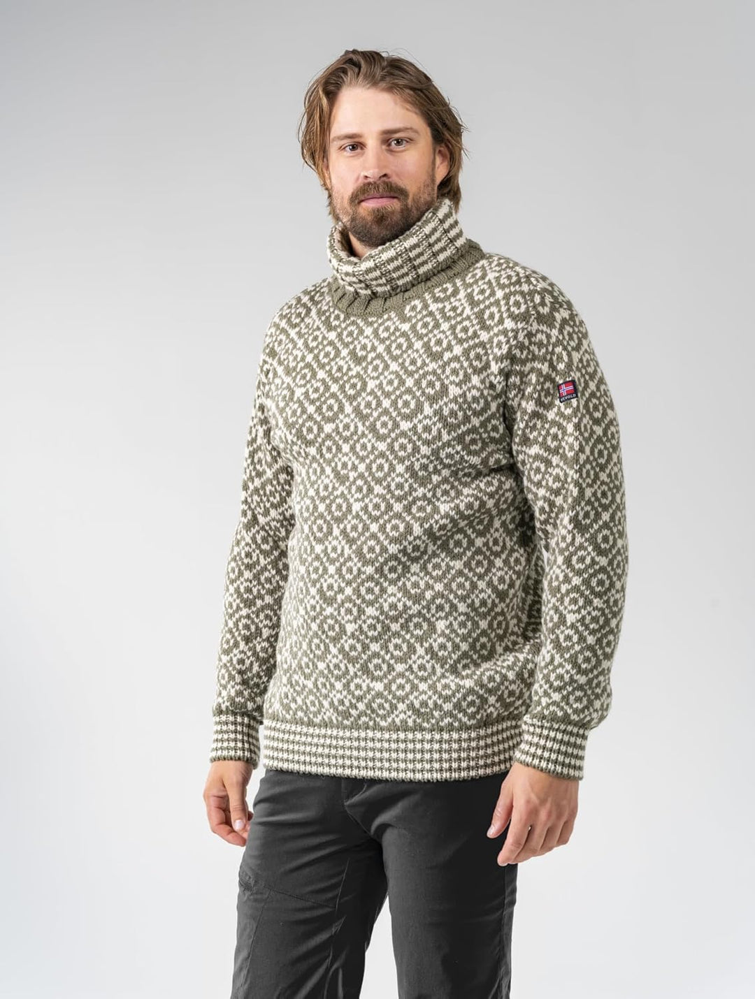 Devold Unisex Svalbard Wool High Neck Tshirt M Olive/Offwhite, M Olive/Offwhite