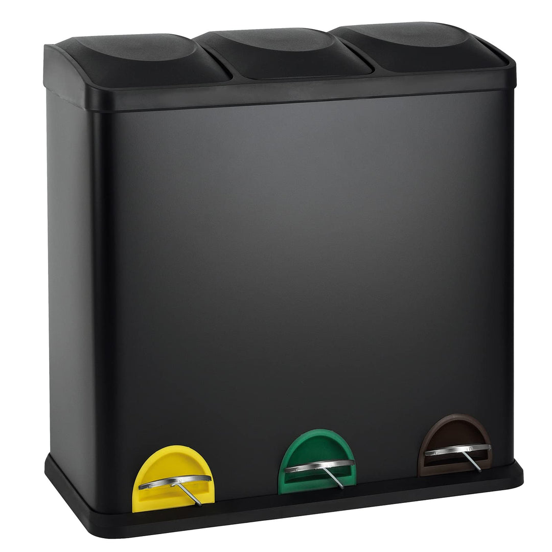 SVITA TC3X20 Treteimer 60 Liter 3x20L dreifach XXL Abfalleimer 3er-Mülleimer Mülltrennung Küchen-Eim