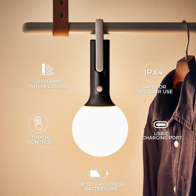 Lexon LED-Lampe mit mehreren Positionen, für den Innen- und Aussenbereich, kaltweisses Licht (Dunkel