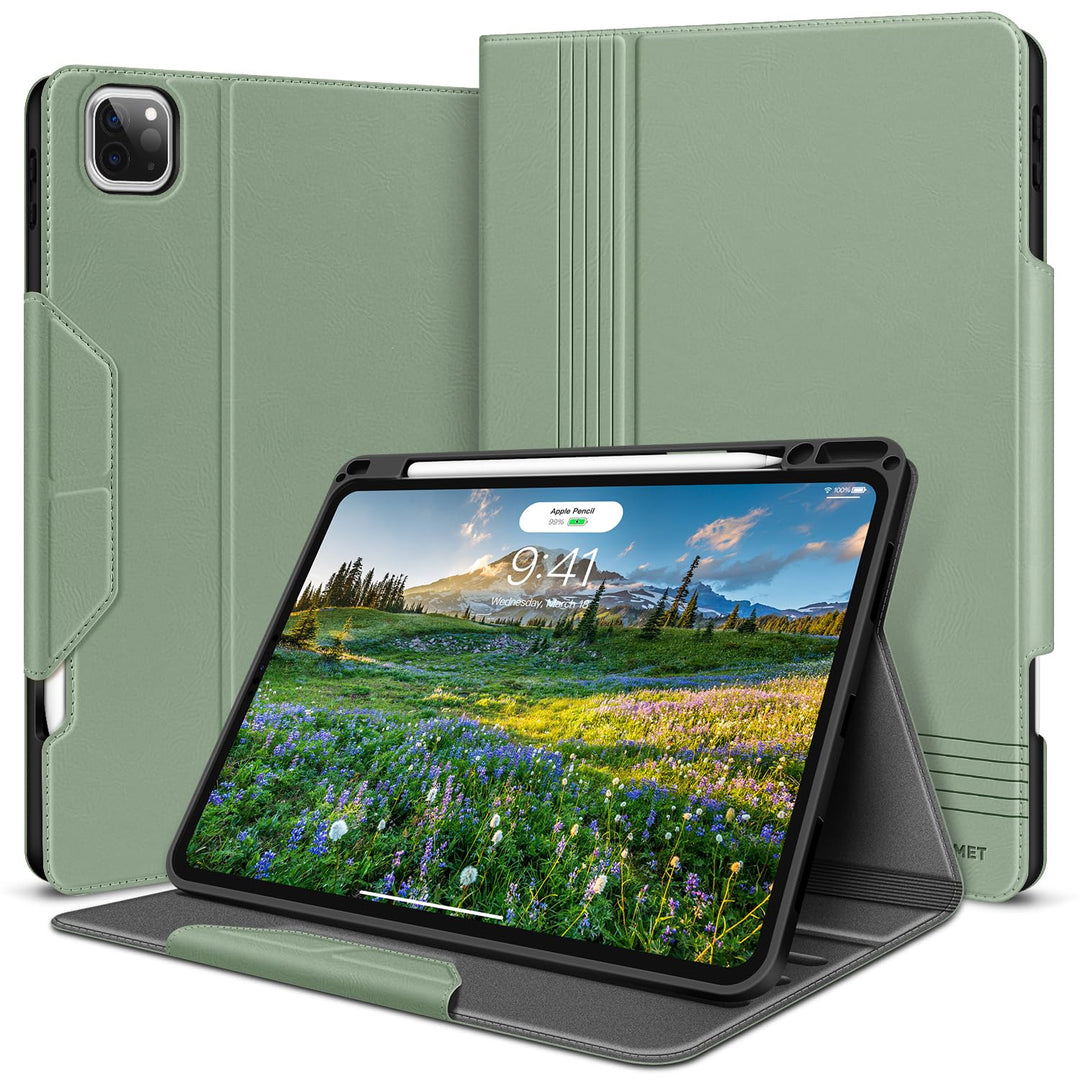 HOLIMET iPad Pro 11 Zoll Hülle 2022/2021/2020 mit Stifthalter, PU Leder Schutzhülle TPU-Rücken Stoss