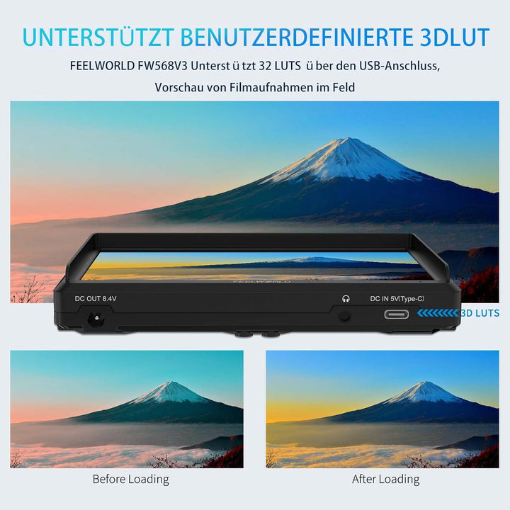 FEELWORLD FW568V3 DSLR Field Monitor 6 Zoll 3D LUT Waveform Vector Scope 1920x1152 4K HDMI Bildschir