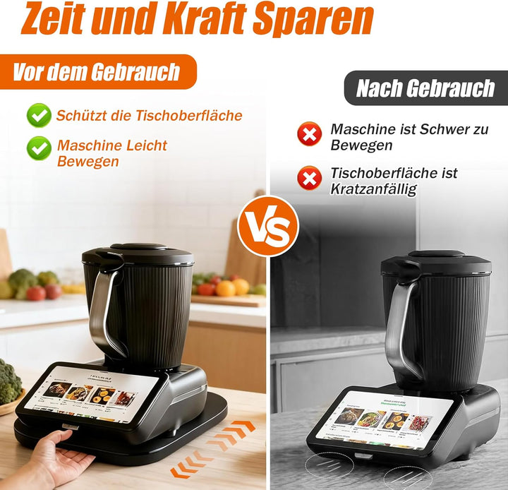 Gleitbrett für Thermomix TM7,Brett für Thermomix mit Rollen,Leicht Gleitendes Bambus Rollbrett Slide