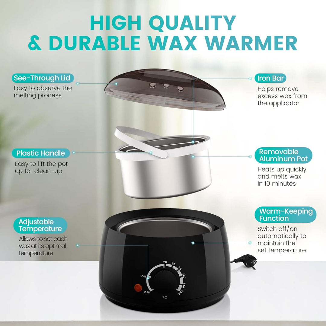 Wachswärmer Waxing Set Wachs Haarentfernung zuhause: Professionell Wax Maschine 4 Packungen wachsper