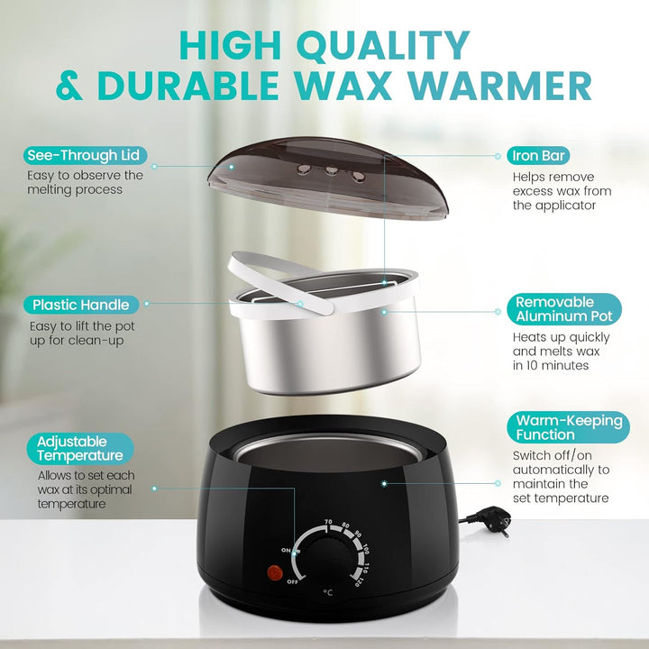 Wachswärmer Waxing Set Wachs Haarentfernung zuhause: Professionell Wax Maschine 4 Packungen wachsper