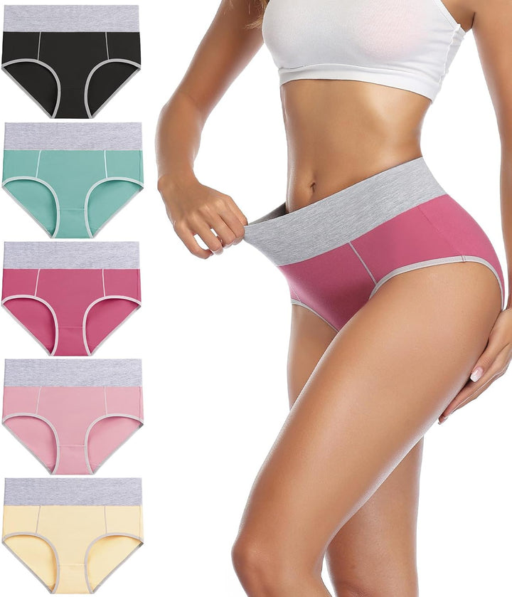 wirarpa Unterhosen Damen Baumwolle Unterwäsche Frauen Taillenslip Hohe Taille Slip 5er Pack 4XL Mehr