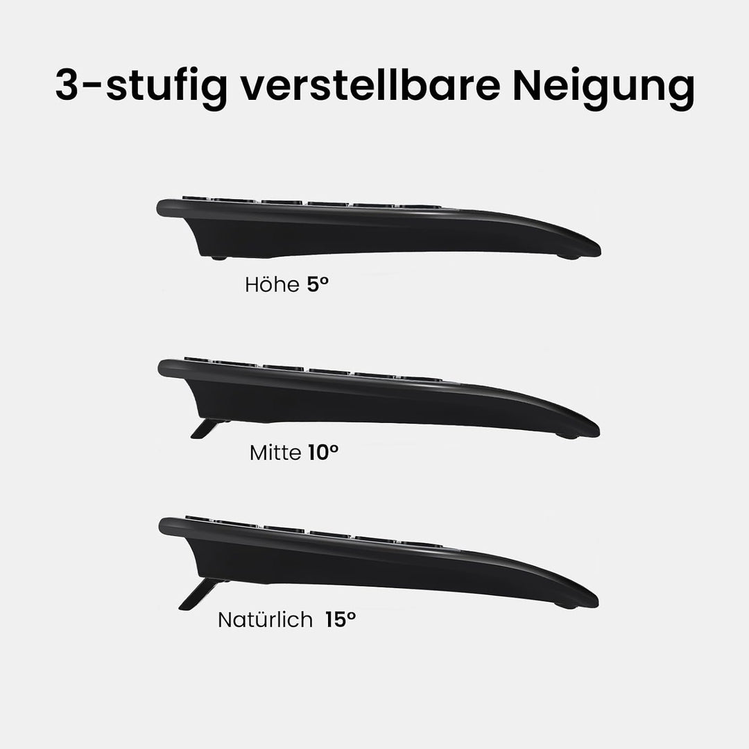 CITLLA M9127 Kabellose Tastatur und Maus mit Handballenauflage, Full-Size Multi Geräte-Tastatur Maus