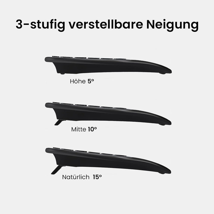 CITLLA M9127 Kabellose Tastatur und Maus mit Handballenauflage, Full-Size Multi Geräte-Tastatur Maus