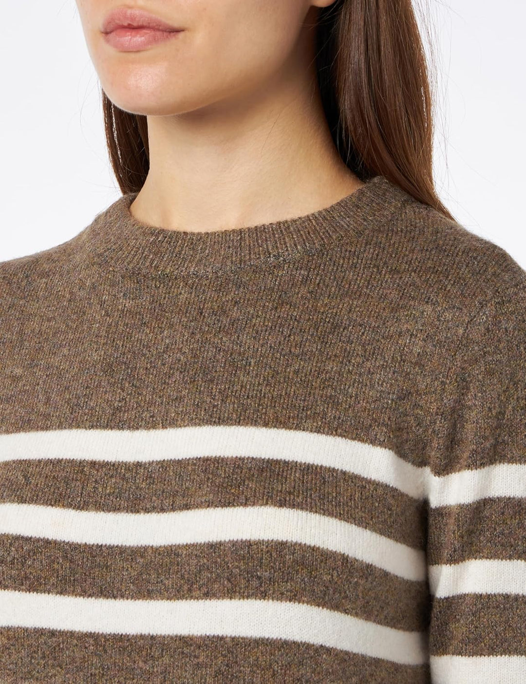 VERO MODA Female Strickkleid VMPLAZA Langes Kleid M Brown Lentil/Stripes:w. Birch, M Brown Lentil/St