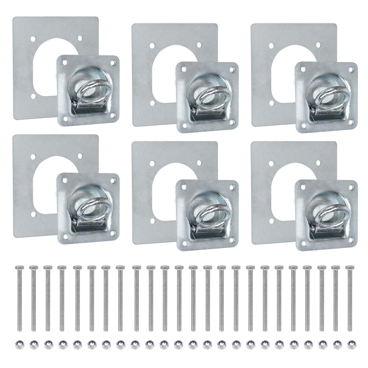 6pcs Zurrösen für Anhänger mit Gegenplatte &amp; Schrauben, Zurrmulden Anhänger Ösen Verzinkte Verzurrös