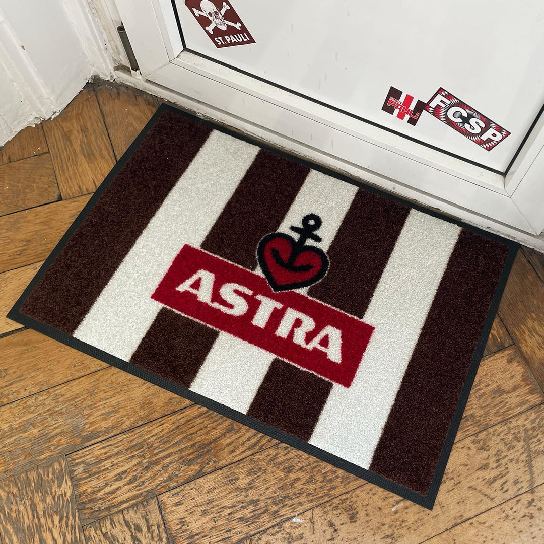 ASTRA Bier x FC St. Pauli Fussmatte aussen und innen, rutschfeste Schmutzfangmatte Türmatte, waschba