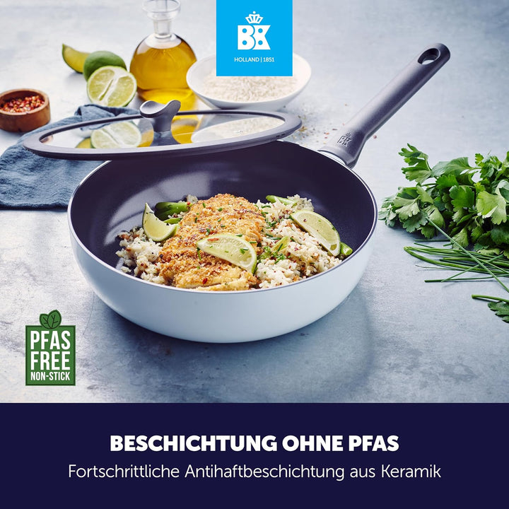 BK Enjoy Keramik-Wokpfanne mit Deckel Ø 28 cm/4,2 l, PFAS-frei, Induktionsgeeignet, Ofenfest bis 160