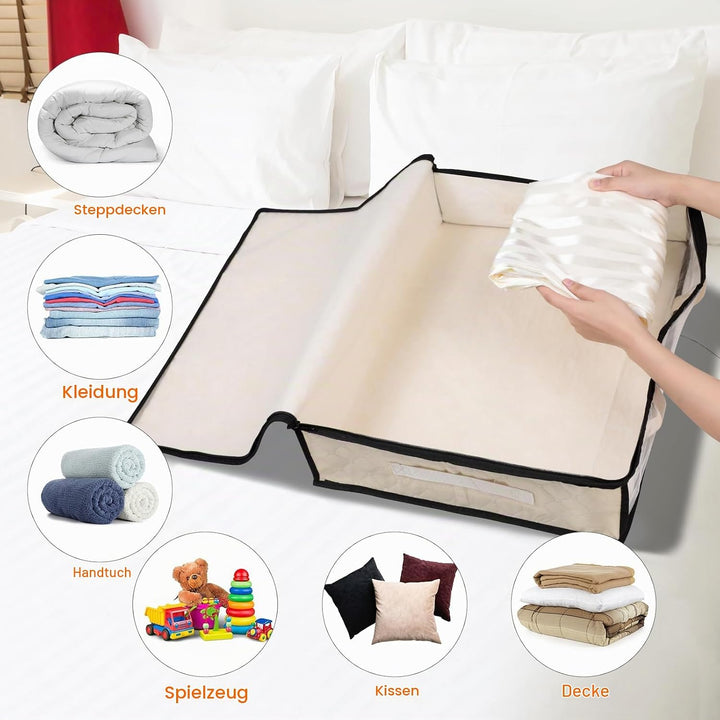 AiQInu Unterbett Aufbewahrungsbox,4 Stück Unterbettkommode mit Sichtfenster und 4 Haltegriffen 60x 4