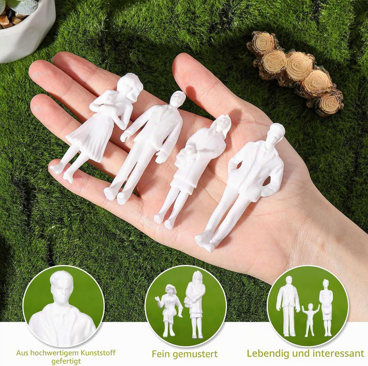 Namalu 50 Miniatur Figuren für Modellbau Stehende und Sitzende Mini Figuren Diorama Unbemalte Weisse