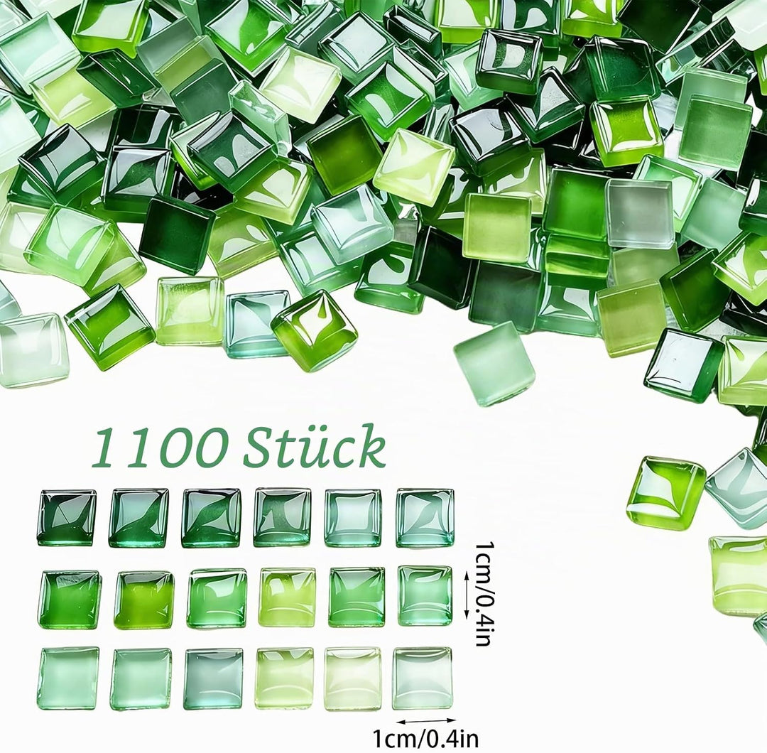 1100 Stück Mosaiksteine zum Basteln, 1kg Kristall Mosaik Bastelset, 1x1 CM Bunte Steine Mosaikfliese