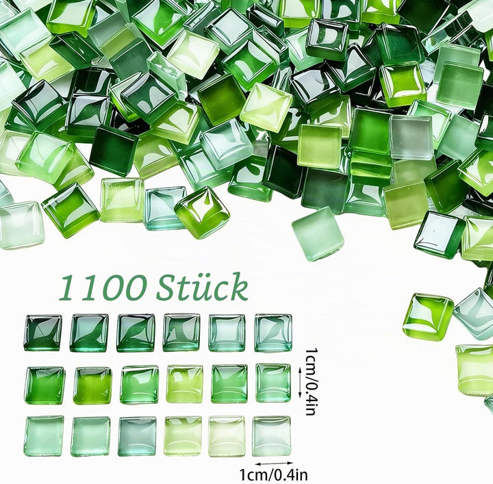 1100 Stück Mosaiksteine zum Basteln, 1kg Kristall Mosaik Bastelset, 1x1 CM Bunte Steine Mosaikfliese