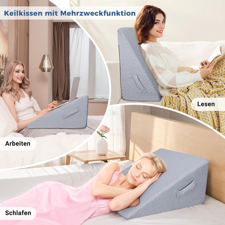 INFANZIA Vielseitig Keilkissen für Bett und Sofa-Hochdichteschaum Lesekissen-Ergonomischer Bettkeil