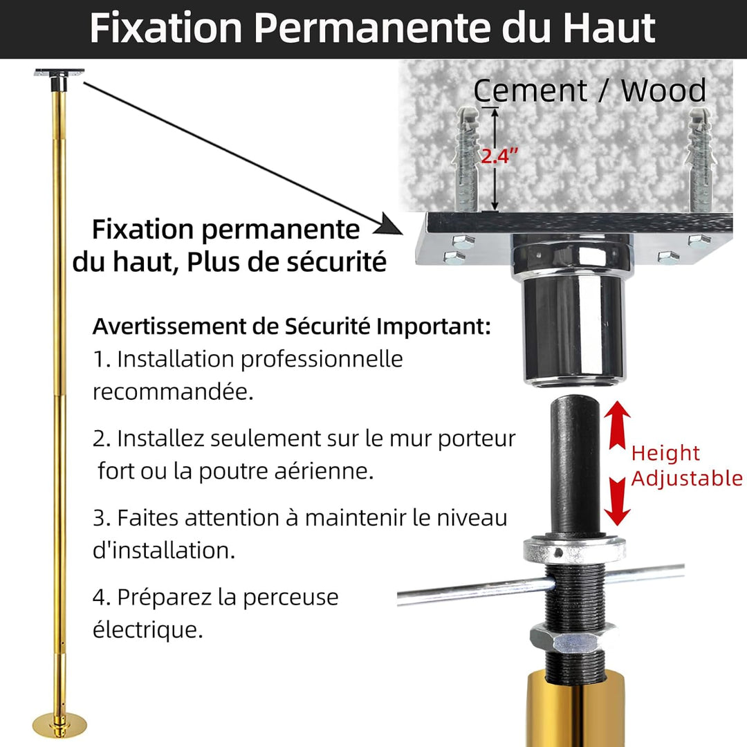 PRIOR FITNESS Permanente Tanzstange mit Fester Platte Tanzstange für Zuhause Tanzstange mit Deckenha