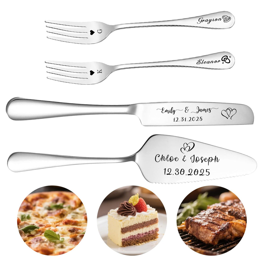 Personalisiertes Tortenmesser & Servierset mit individuellem Namen und Text - Tortenservierset & Hoc