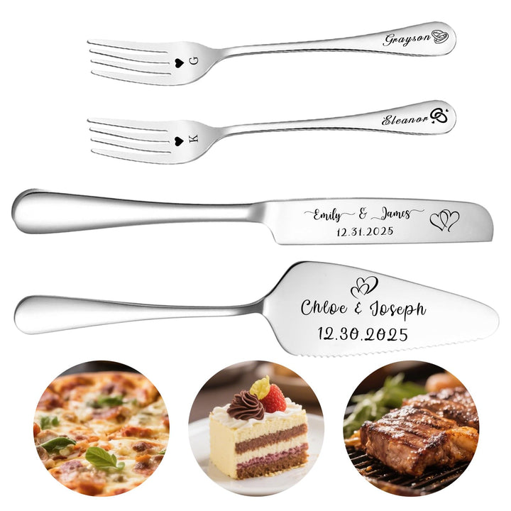 Personalisiertes Tortenmesser & Servierset mit individuellem Namen und Text - Tortenservierset & Hoc