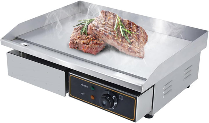 Grillplatte Elektrisch glatt Bratplatte, Elektrogrill mit 55 x 34 cm Grillfläche aus Gusseisen,Profi