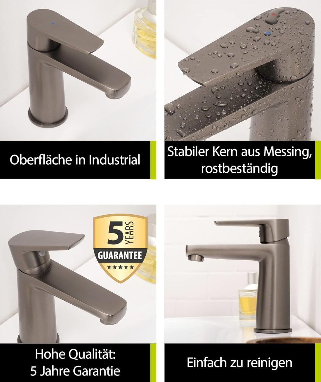 aquaSu® Waschtischarmatur Morti, mit Wasserspar-Kartusche, Kosten-sparende Kaltwassermittelstellung,
