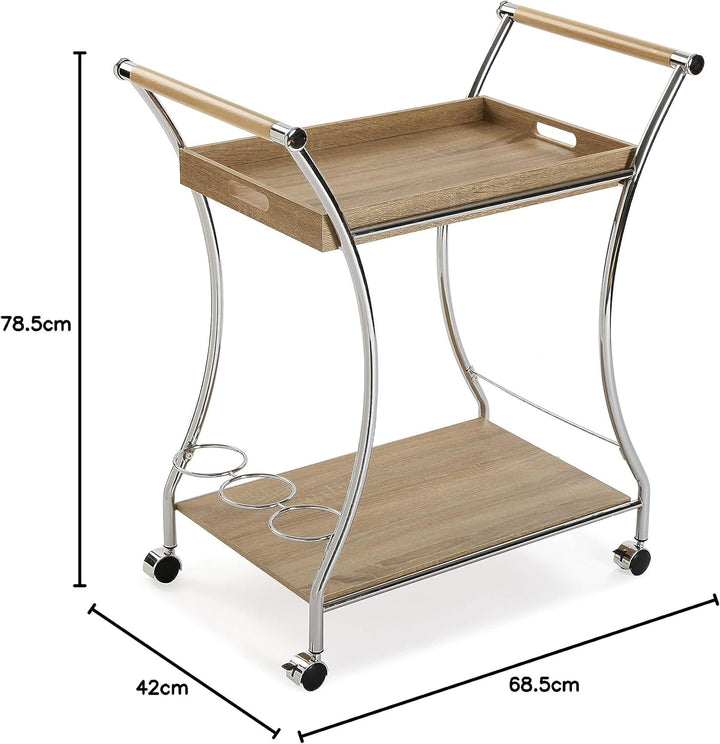 Versa Versatile Style Servierwagen mit Holzfinish, Masse (H x L x B) 78,5 x 42 x 68,5 cm, MDF-Holz,