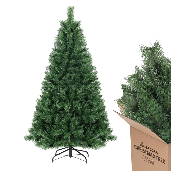 SALCAR Künstlicher Weihnachtsbaum 150 cm, Tannenbaum Künstlich mit Handschuhen und Metallständer, Ch