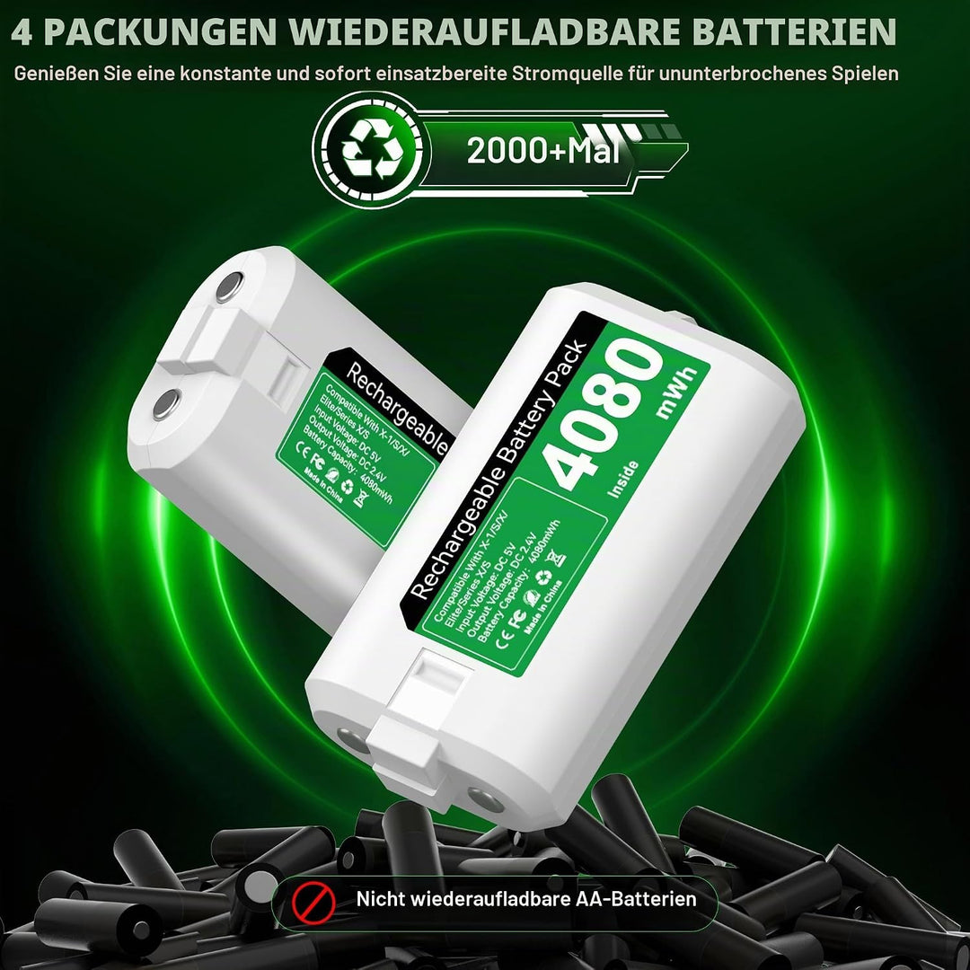 4 Stück 4080mWh Akku für Xbox One/Xbox Series X&amp;S Controller, Xbox Controller Akku kompatibel mit Xb