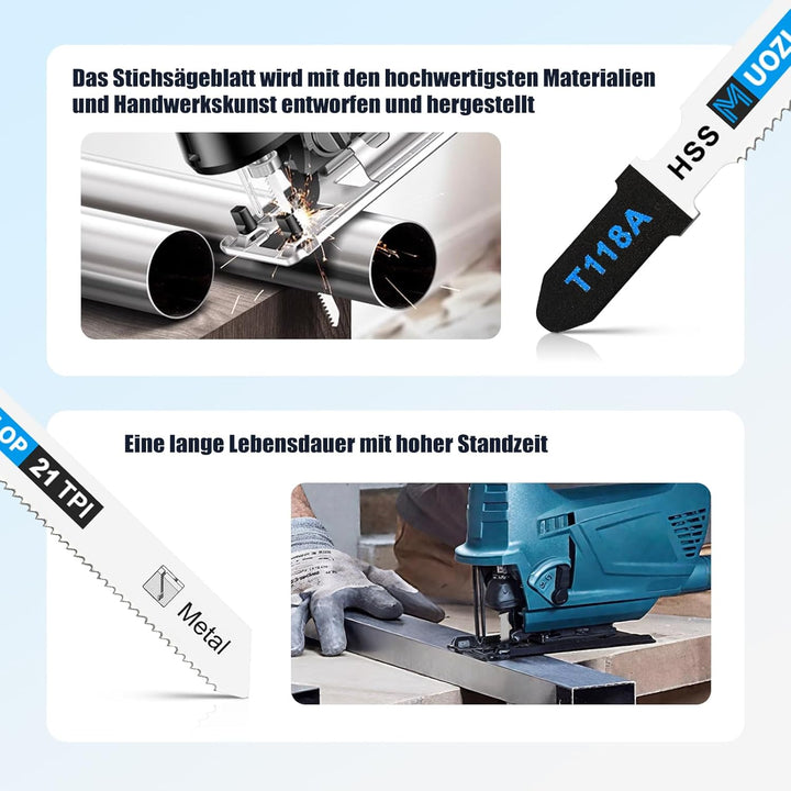 50tlgT118A Stichsägeblätter ，T-Schaft Stichsägeblatt Set mit Aufbewahrungskoffer für Metall，sägeblät
