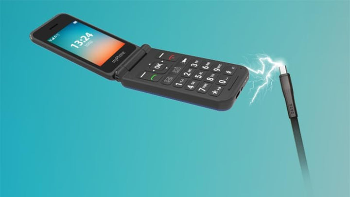 myPhone Flip LTE Klapphandy für Senioren SOS-Taste 4G Volte grosser Akku 1000 mAh bis zu 6 Tage ohne