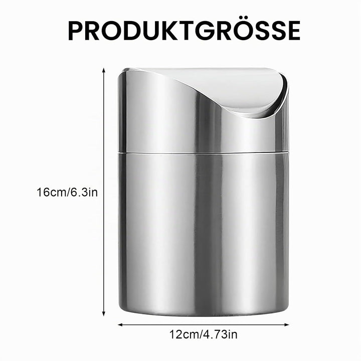 Tischmülleimer mit Deckel, 2L Tischabfalleimer Edelstahl, Klein Papierkorb mit Schieberegler Multifu
