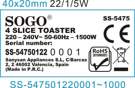 SOGO Human Technology 4-Scheiben-Toaster Kontrollleuchte, Toastfunktion Beige, Metallic Multicolor T