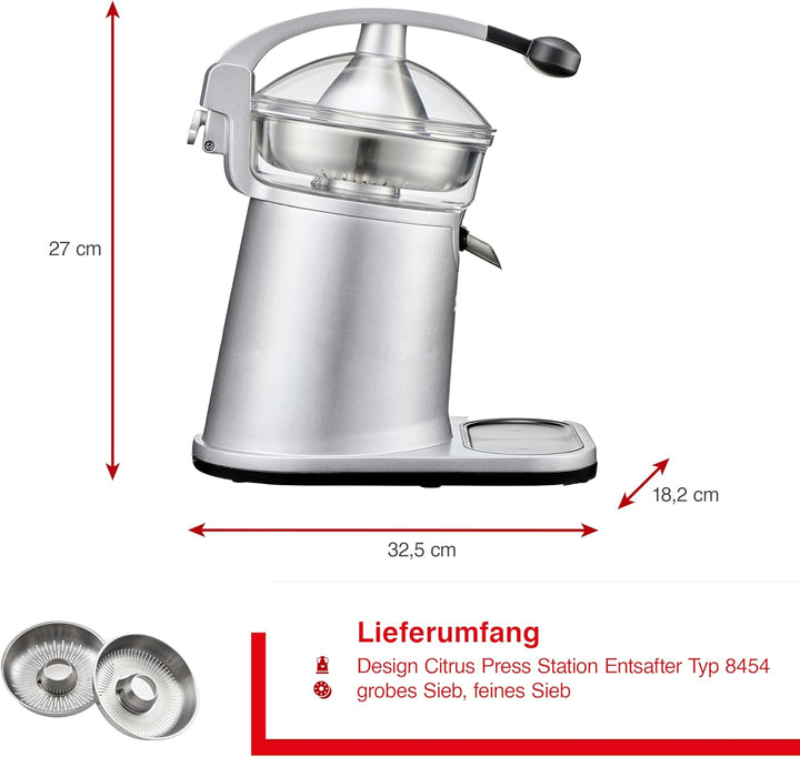 Solis Citrus Press Station 8454 Zitruspresse - Elektrischer Edelstahl Entsafter - Automatische Saftp