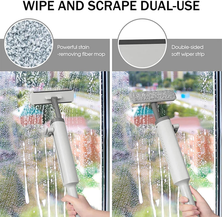 Generisch Portable -Squeeze Mop, Rotatable Hand Wash-Free Flat Squeeze Mop with Crevice Brush and 2