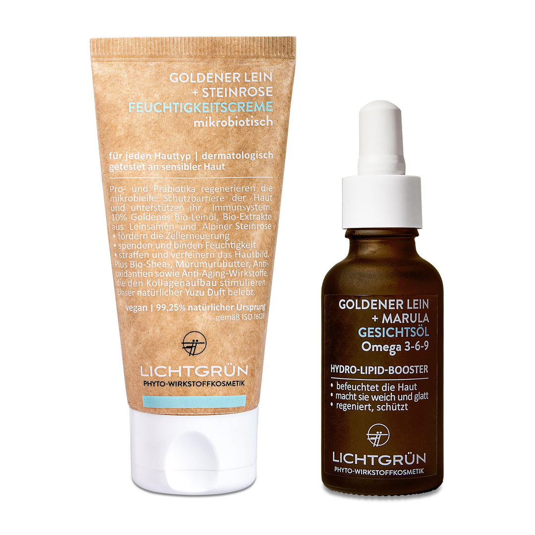 Feuchtigkeitscreme 50 ml &amp; Gesichtsöl Bio 30 ml Set Hydro Lipid Boost LICHTGRÜN® - Anti Aging Gesich