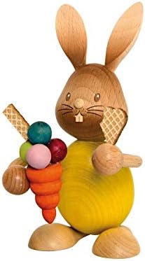 Drechslerei Kuhnert - Osterdekoration/Osterhase - Stupsi Hase mit EIS - 12cm - aus Holz - Made in Ge