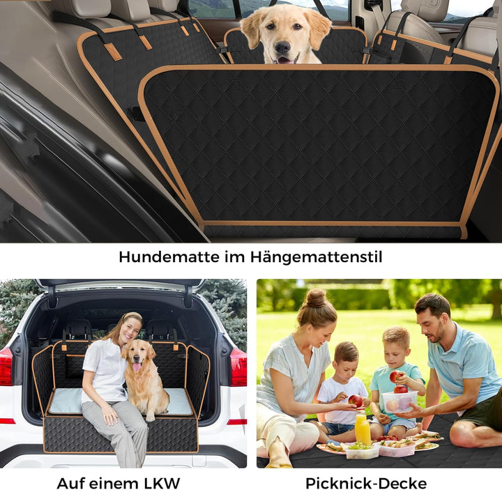 Hundedecke Auto-Rücksitz mit Grauer Weicher Zusatzdecke, Wasserdicht, Kratzfest Hund Auto-Rücksitz m