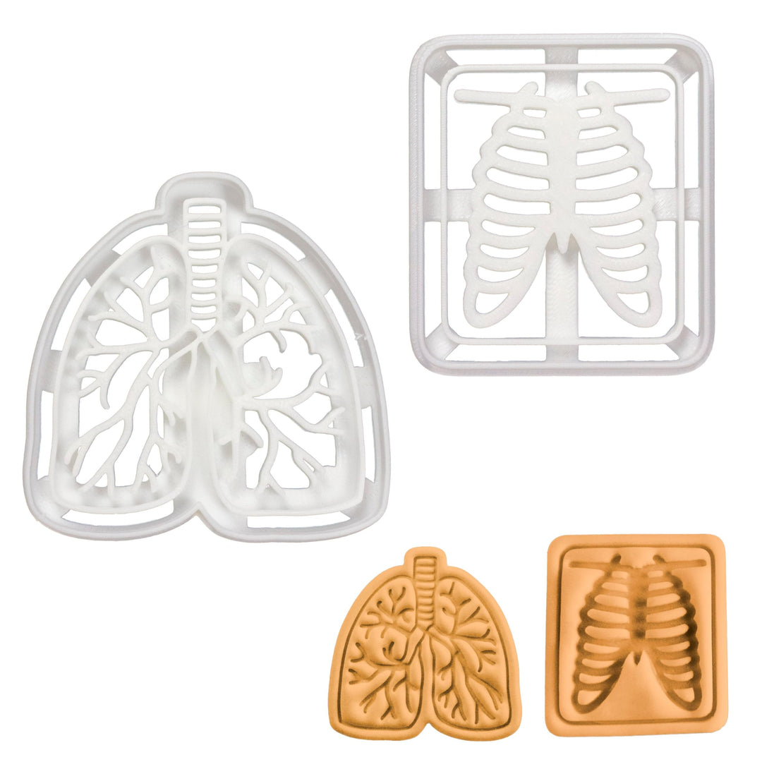2er Set Atmungssystem Ausstechformen (Formen: Röntgenbild von Lunge und Brust), 2 Teile, Bakerlogy