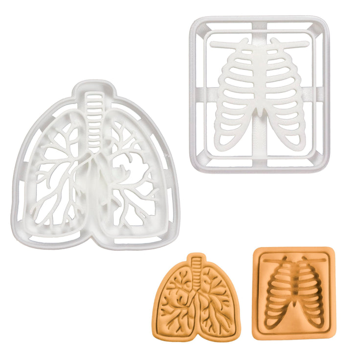 2er Set Atmungssystem Ausstechformen (Formen: Röntgenbild von Lunge und Brust), 2 Teile, Bakerlogy