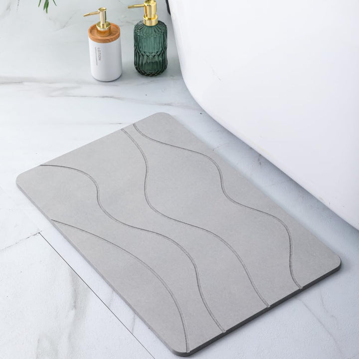 PURE 4HOME Badematte Kieselgur 60 x 40 cm – Saugstark & Schnelltrocknend, Rutschfest – Diatomit Stei