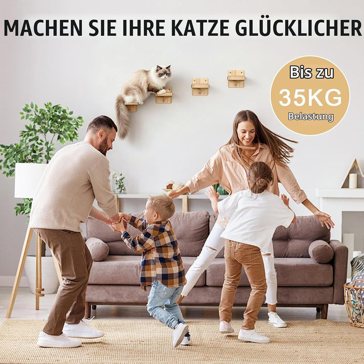 Katzentreppe Wand 4pcs, Kletterwand Katzen,Wandliege Kletterwand Katzen mit Juteseil zum Kratzen, fü