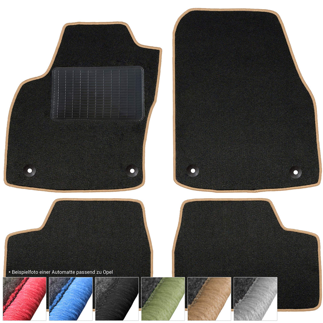 moto-MOLTICO Fussmatten Auto Velours Autoteppiche Schwarz Automatten Set 4-teilig passend für Opel C