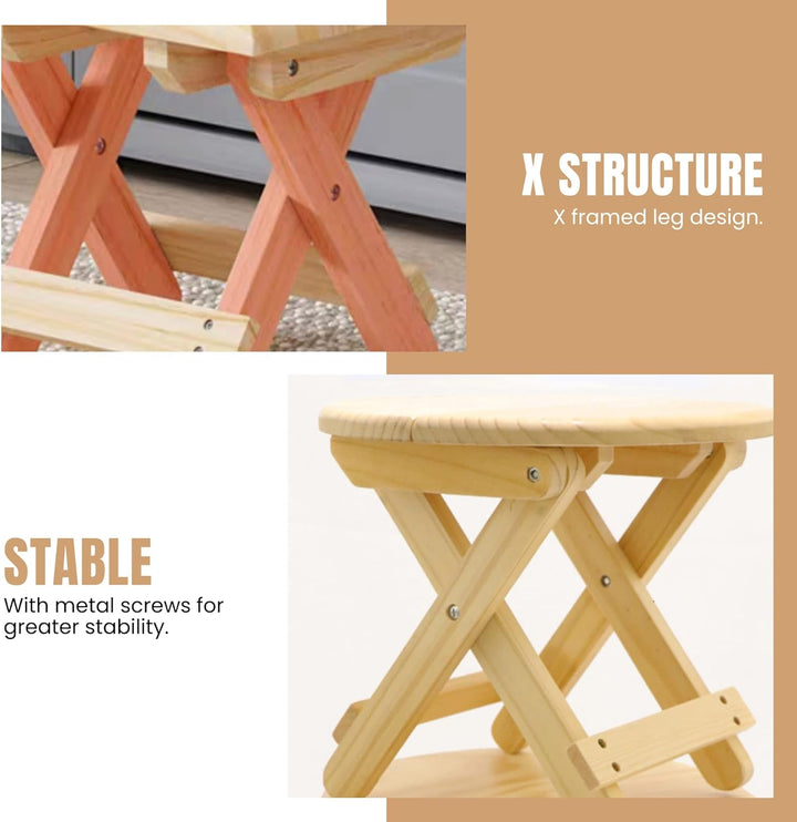 Mini-Hocker, runder Holzsitz, zusammenklappbar, Reisesitz, Kindertreppe, tragbare Fussstütze für Hau